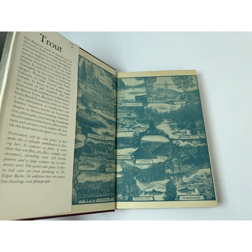 1944 Trout Ray Bergman 16 Color Fly Plates Diagrams Fishing 8th Printing